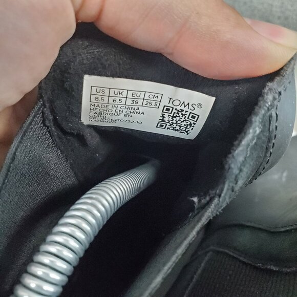 Toms Shoes Womens Size 8.5 Maddie Black Leather and Suede Wedge Ankle Boots - Picture 3 of 8